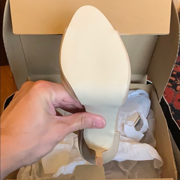 Peeptoe Two Part Heels Tan - Picture 4 of 8